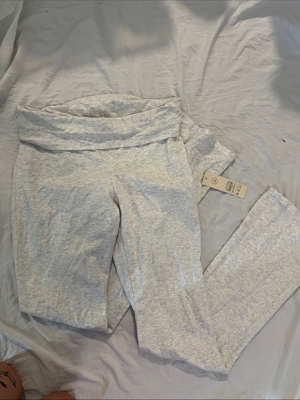Light Heather Gray Fold-Over Waist Leggings